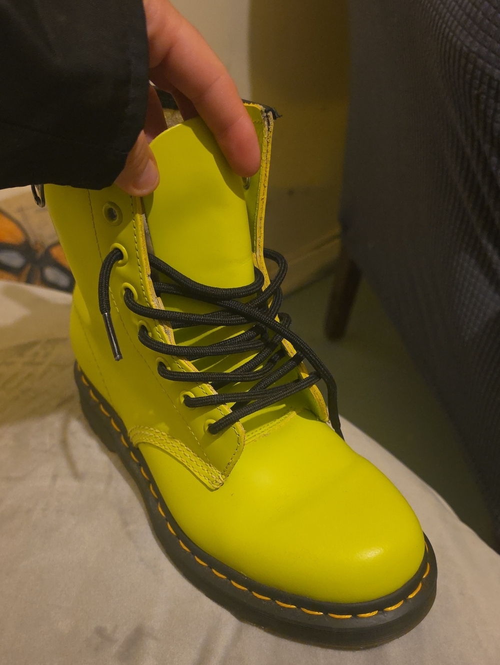 Dr. Martens Neon Yellow Lace-Up Combat Boot